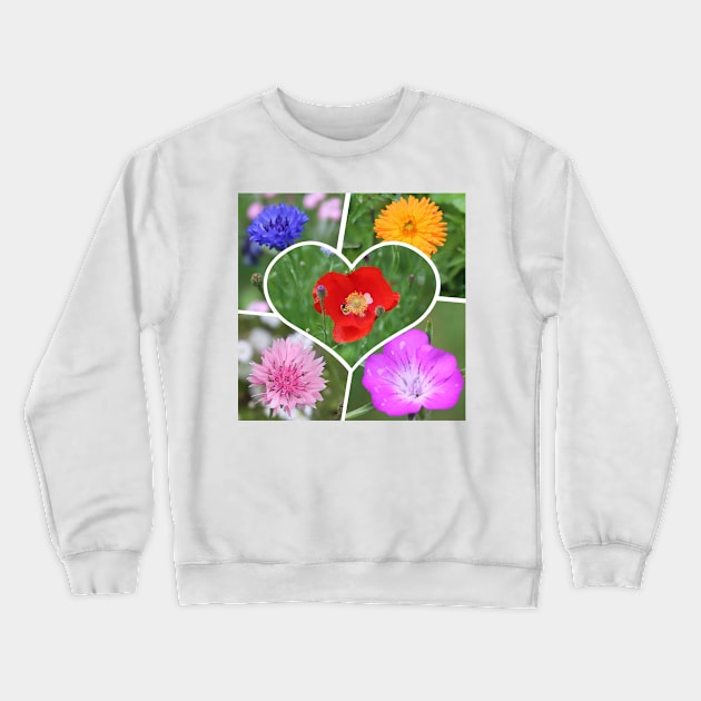 My Heart is Filled with Flowers Photo Collage Crewneck Sweatshirt by Christine aka stine1